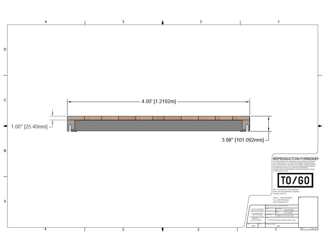 Cassette OL Series - STRUCTURAL CEDAR  DECK TILE Aluminium + Canadian Red Cedar (Cassette Type)