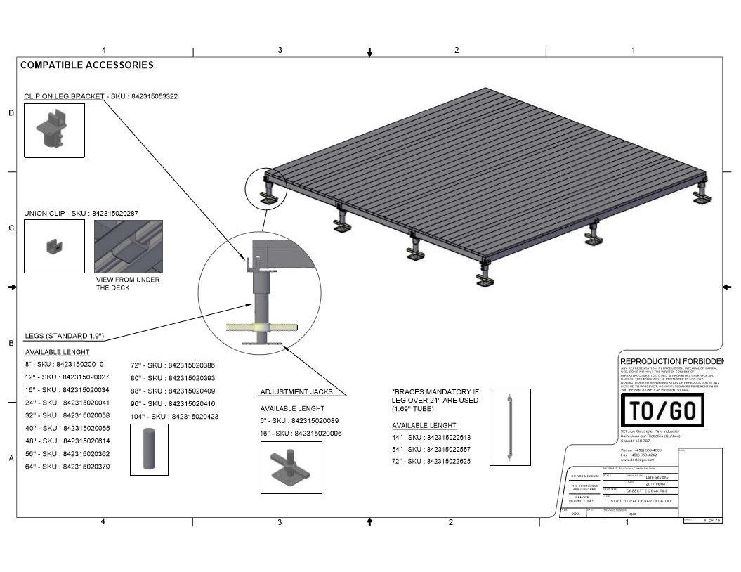 Cassette OL Series - STRUCTURAL DECK TILE FRAME, NO WOOD (Cassette Type)