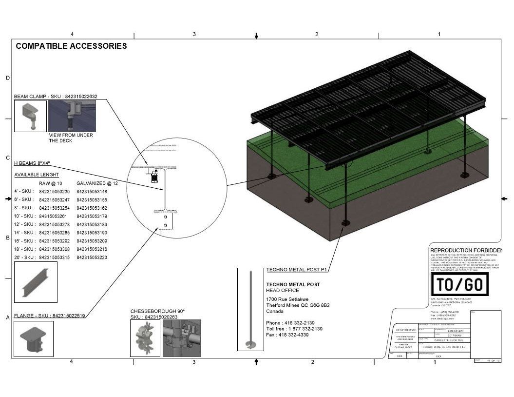 Cassette OL Series - STRUCTURAL DECK TILE FRAME, NO WOOD (Cassette Type)
